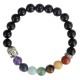 Bracelet 7 Chakras Onyx noir Perles rondes 8mm Bouddha